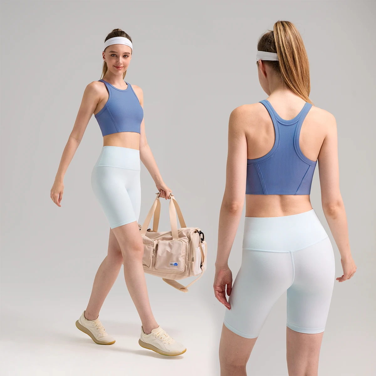 Women High-Support Racerback Sports Bra Top - Removable Pads, 4-Way Stretch, Sweat-Wicking Ribbed Fabric for Running, HIIT, Yoga
