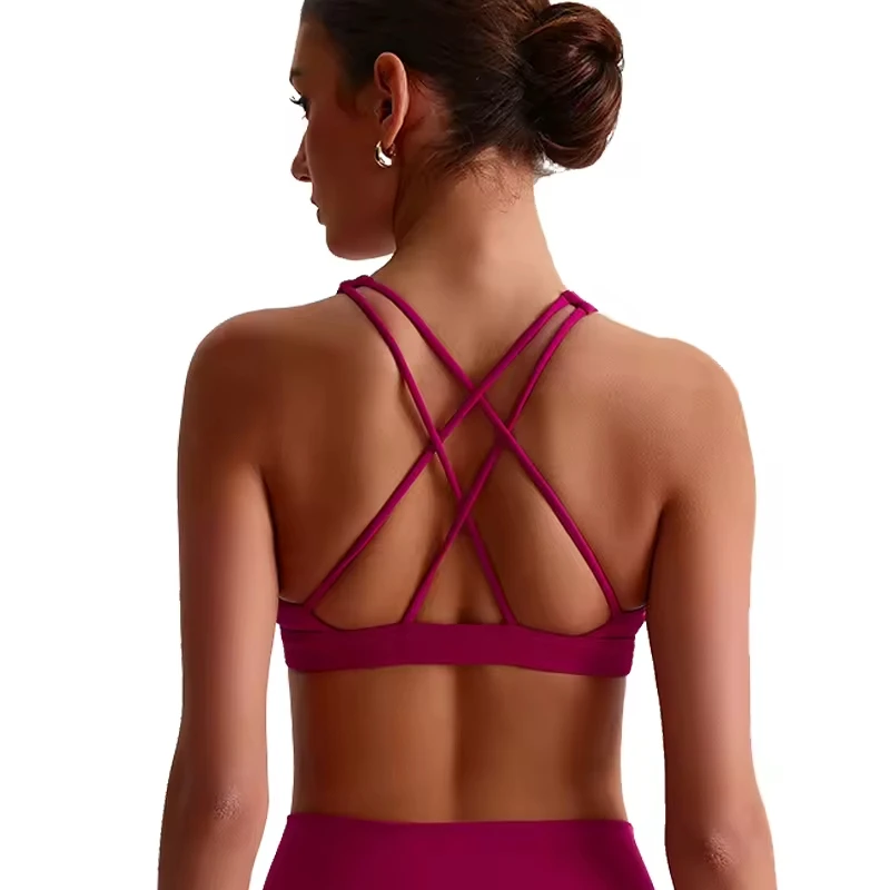 Breathable Quick Drying Beautiful Back Sports Vest Women's Round Neck Outdoor Fitness Yoga Bra