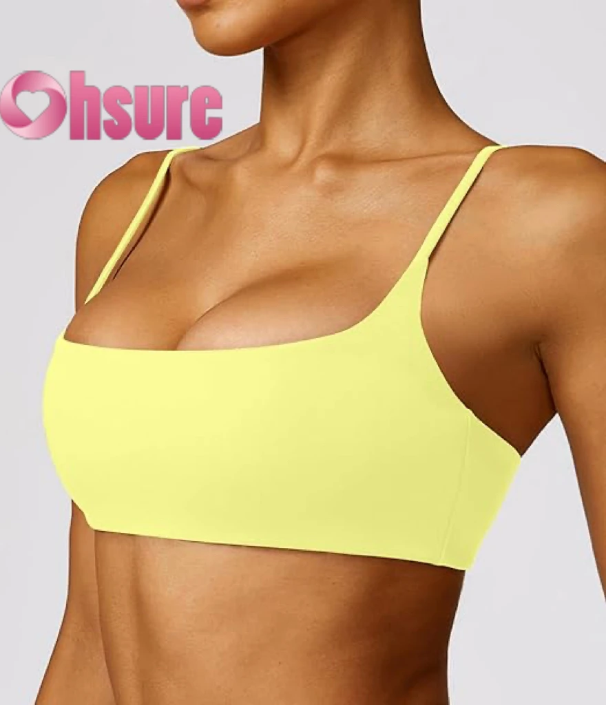 Women's Sports Bra With Thin Straps, Elastic, Wire-Free, Lightweight Workout Bra With Removable Pads