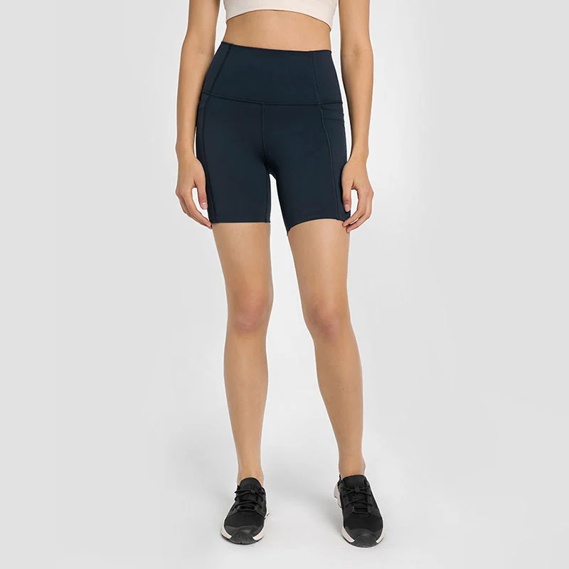 Workout Yoga Shorts High Waisted Compression Girl Tights Naked Feeling Biker Shorts Sports Wear With Pocket