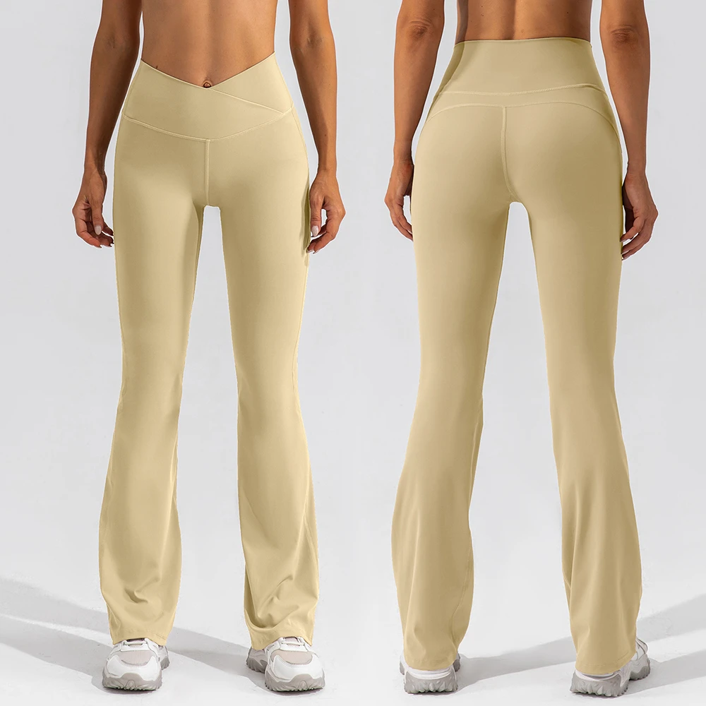 Women's High Waist Boot Cut Yoga Leggings Soft Multicolor Fitness Pants With Elastic Closure Solid Colors