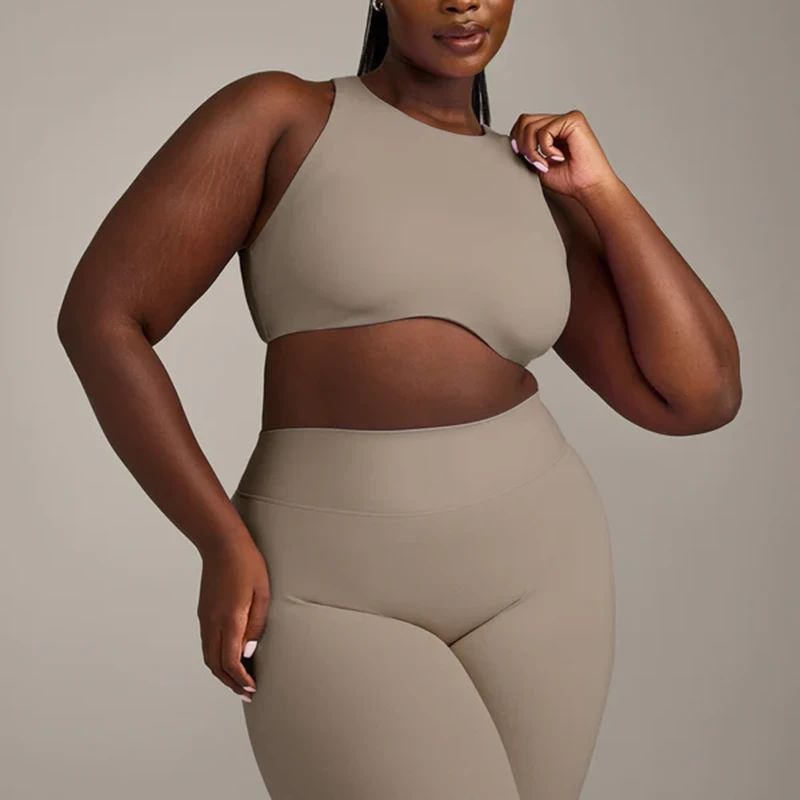 OEM Women Yoga Fitness Lightweight Strapless Cut Out Back Crop Top Workout Ladies Removable Padded Active High Neck Sports Bras