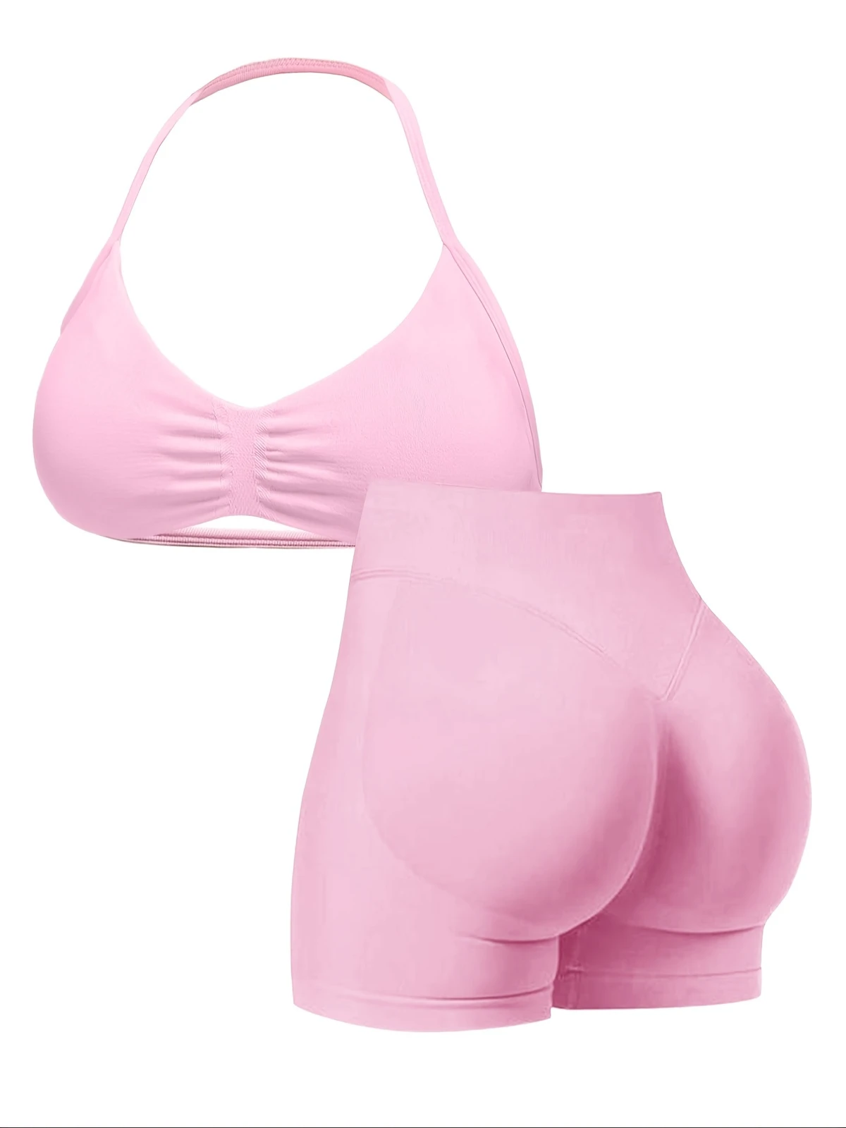 Seamless Quick Dry Breathable FitnessWomen Gym Sports Bra Yoga Shorts Active Sets Custom Color Activewear Ribbed High Stretchy