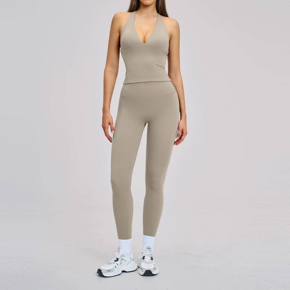 Women's Yoga Fitness V-neck Quick Drying Breathable Yoga Set for Sports Yoga Clothes