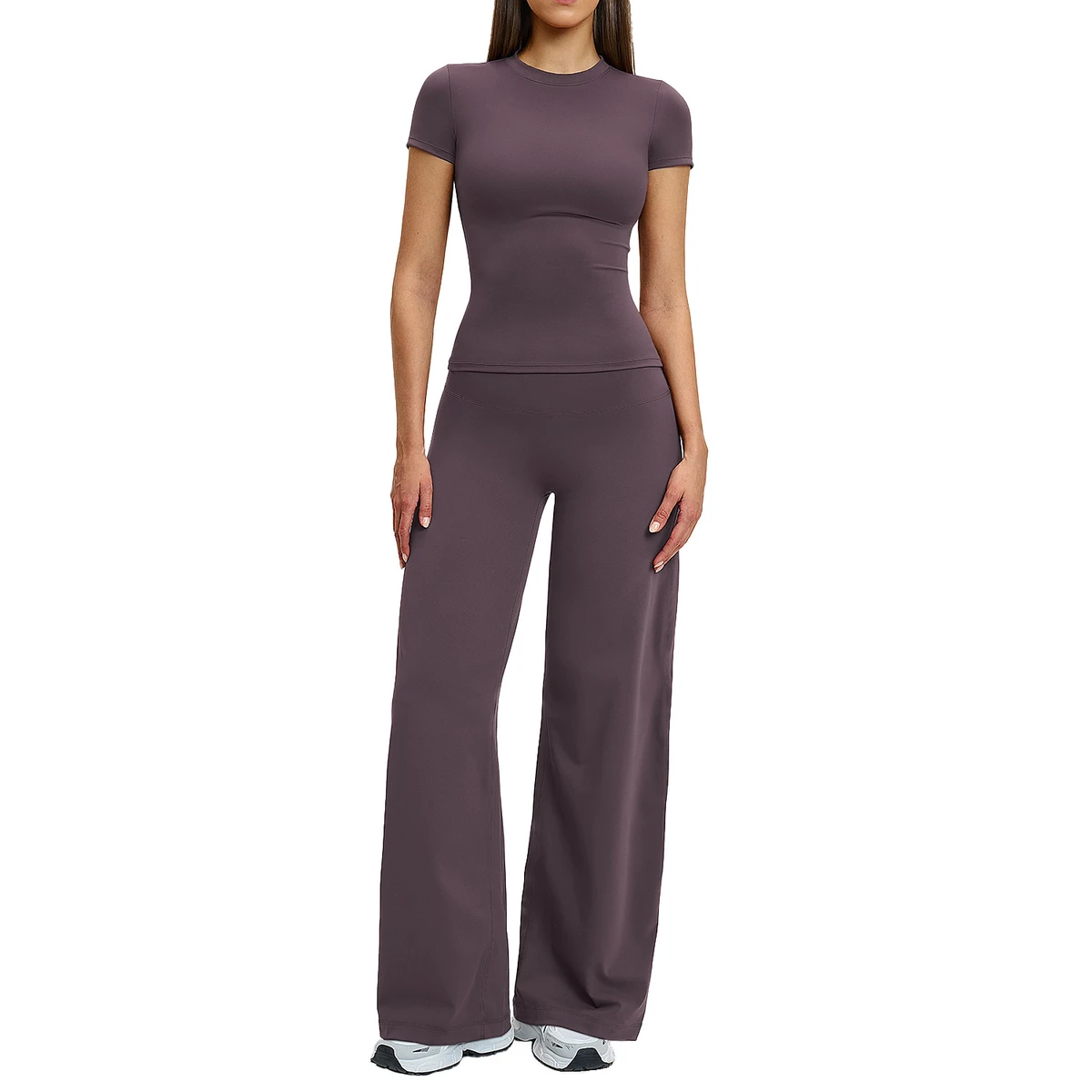 High Waist Spandex/Nylon Yoga & Gym Sports Wear 2-Piece Set Quick Dry Breathable Durable Outdoor Running Model 8455