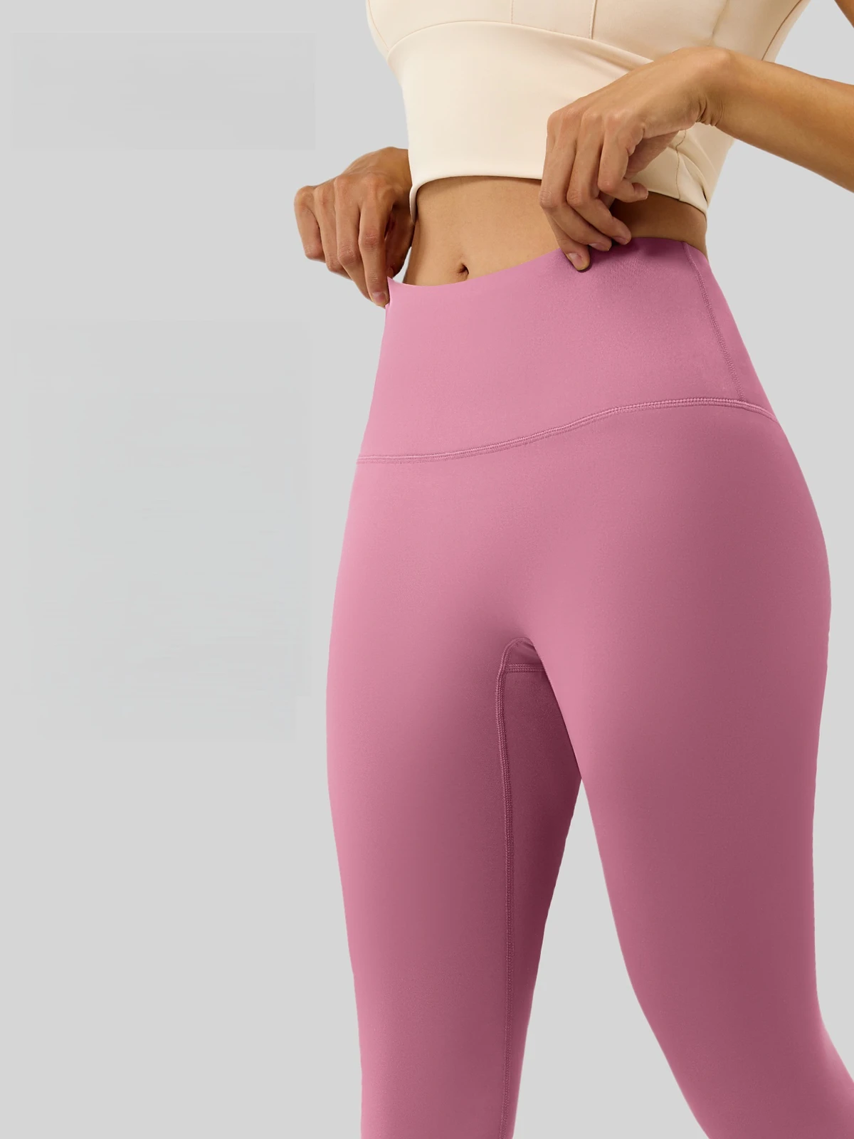 High Waist Yoga Pants Elastic Waist Hip-Lifting Tummy Control Features Solid Pattern Cross-Border Leggings for Running Sports