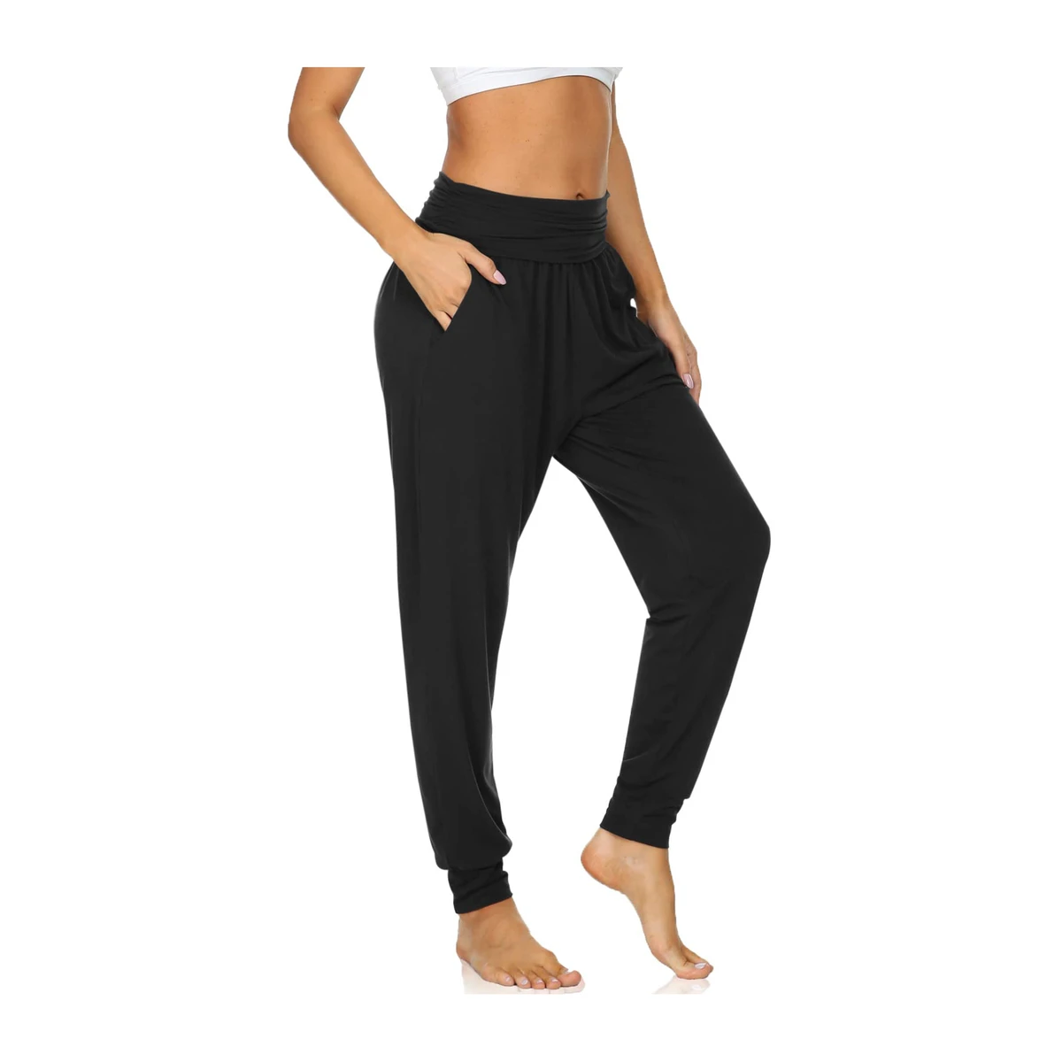 Customized Polyester Nylon Spandex Softer Yoga Pants For Womens Solid Yoga Pants With Pocket