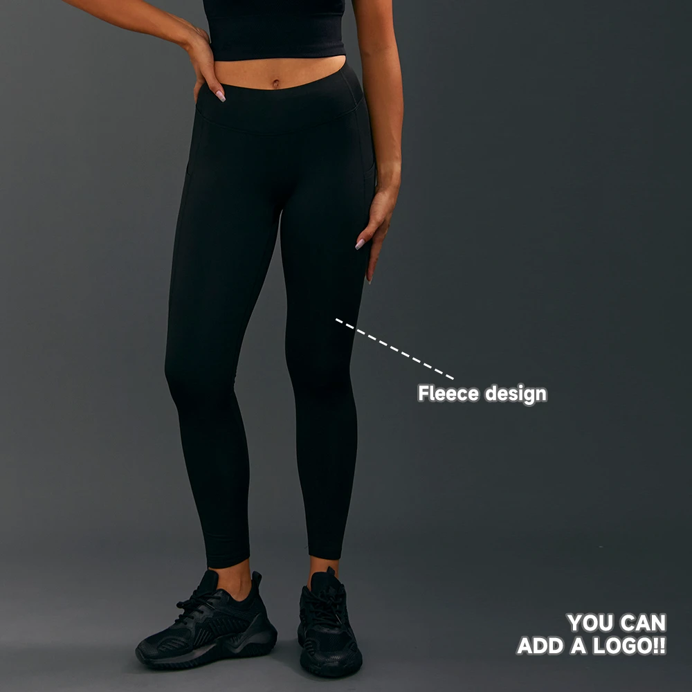 JIEJIN Wholesale Women Black High Waist Breathable Booty Tight Fleece Gym Yoga Leggings Yoga Pants