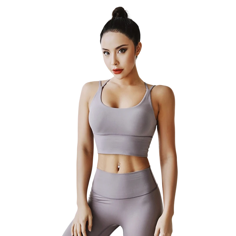 Wholesale Women's Yoga Fitness Bras High Support Cross-back Breathable Four-Way Stretch Quick Dry Eco-Friendly Sports Bras
