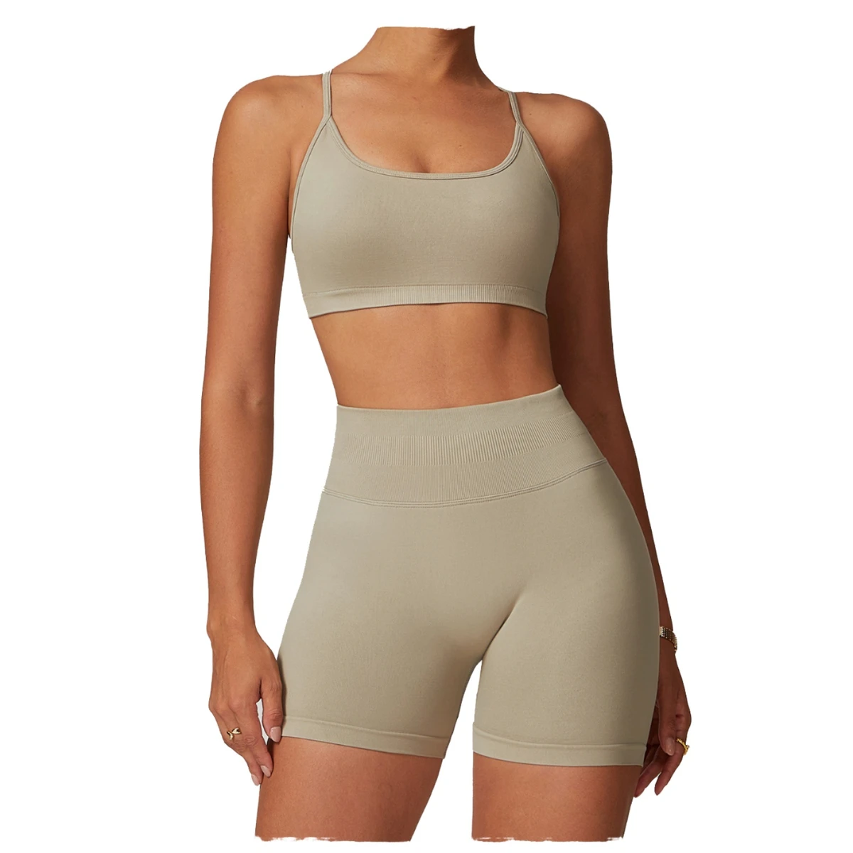 New Arrival Hot Sale Women's Solid 2-Piece Yoga Set Spandex/Nylon Breathable Lightweight Quick Dry Eco-Friendly Fitness Wear