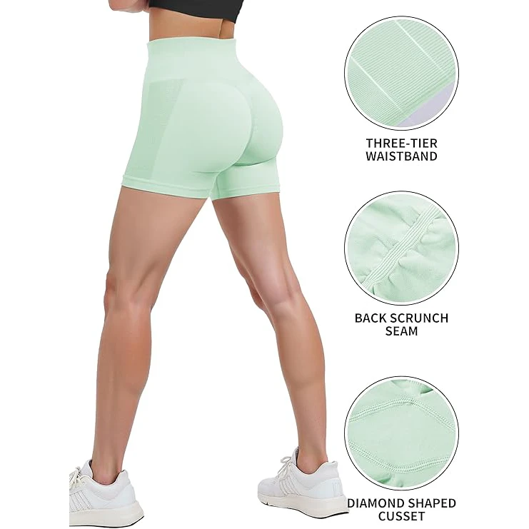 Plus Size Scrunch Butt Shorts Women's High Waist Yoga Shorts Curvy Fit Workout Seamless Gym Fitness Apparel
