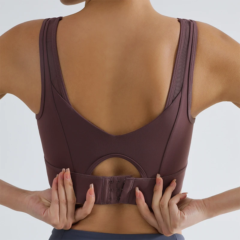 Plus Size High Strength Womens Sports Bra Beautiful Back Shockproof Running Yoga Fitness Underwear Bra Gym Workout Support