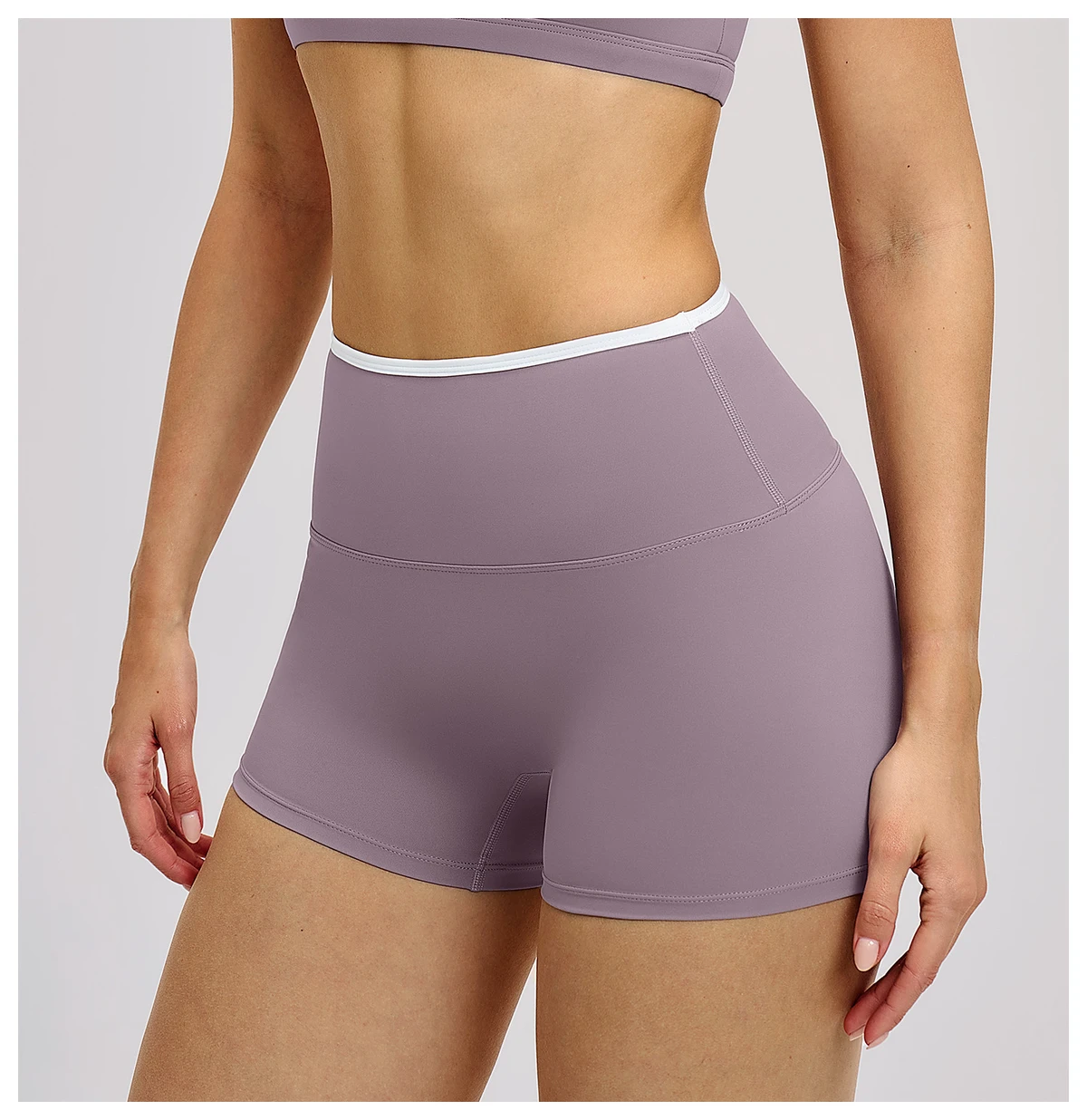 Custom High Waist Tummy Control Color Block Yoga Shorts Quick Dry Solid Athletic Pants