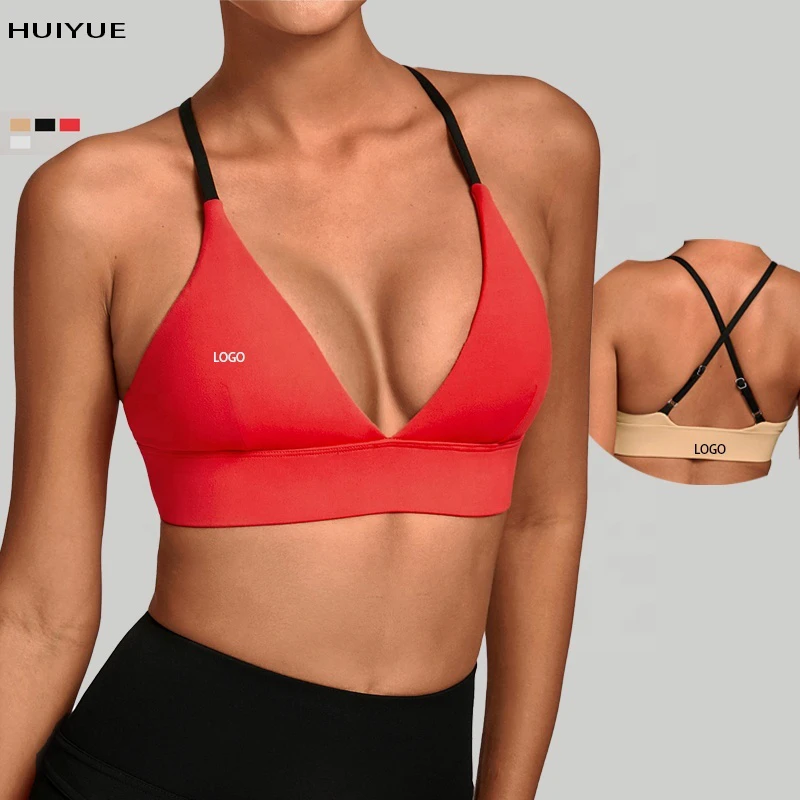 New Women's Plus Size Lightweight Adjustable Shoulder Strap Sports Yoga Bra Shockproof Color Block Front Logo Outdoor Fitness