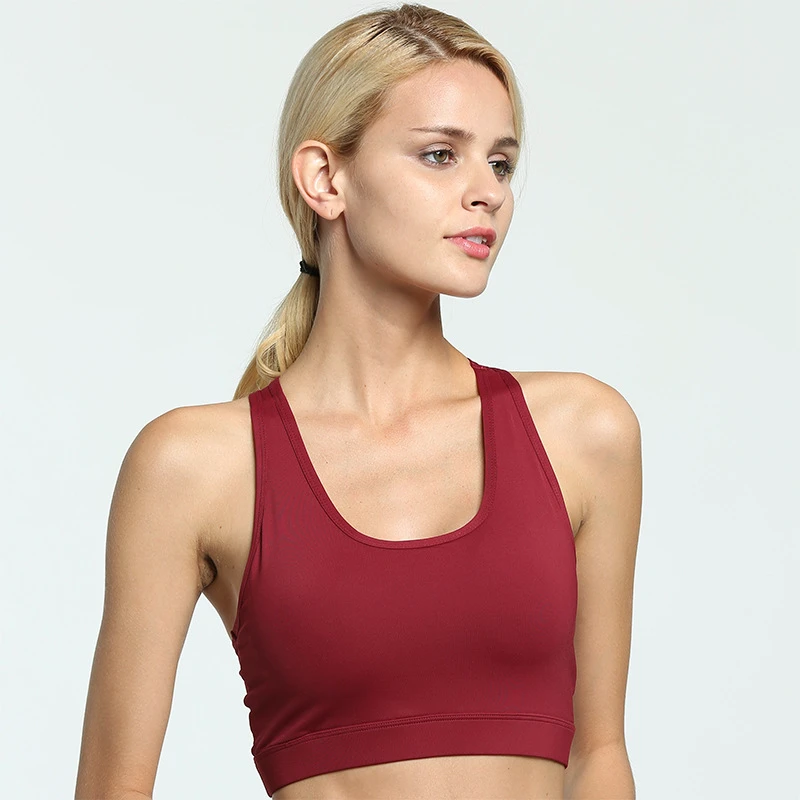 Women New Sportwear High Support Sports Bra Breathable Backless Hollow-out Yoga Top Solid Soft Sport Bra Custom Color and Logo