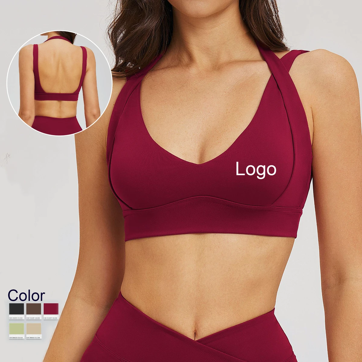 Women's Simple High Support Sports Underwear Hollow Back Anti Shock Breathable Fitness Yoga Sport Bra