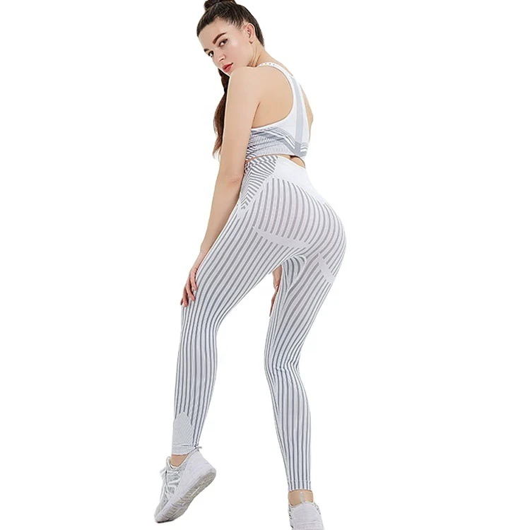 Women's High Quality High-Waisted Gym Workout Set Breathable Seamless Yoga Fitness Sport Bra Plus Sizes Reversible Eco-Friendly
