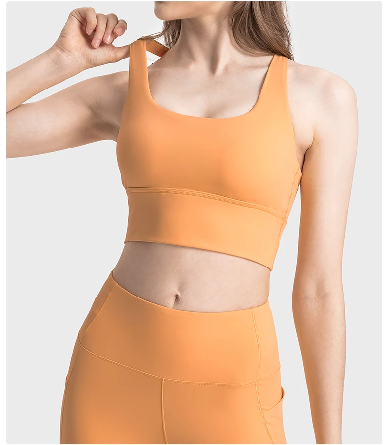 Hf Millennium Cross Beauty Back All-In-One Fixed Cup Sports Bra Lightweight and Breathable Yoga Pilates Bra BraDW394