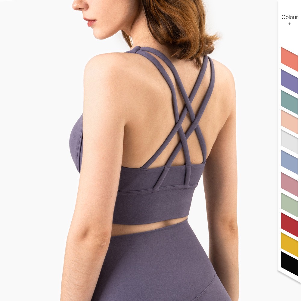 Beauty Back Yoga Sports Bra Women Cross Back Fitness Sexy Padded Crop Top Gym Shock Absorbing Running Bra Workout Bralette