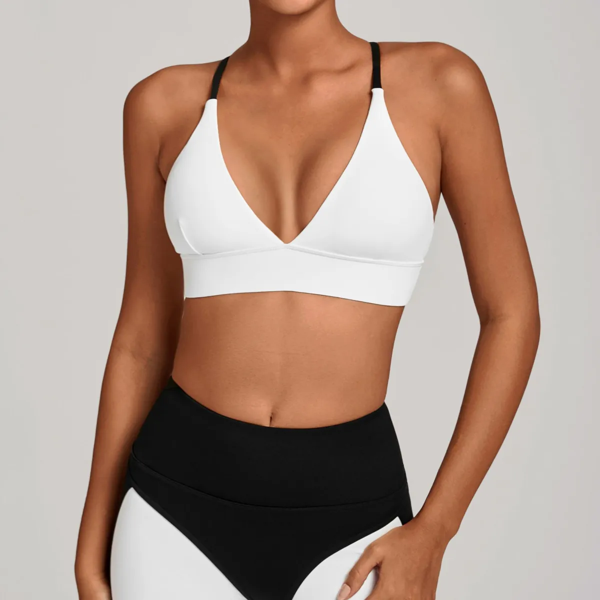 New Adjustable Shoulder Strap Breathable High Support Sports Underwear Shockproof Color-matching Yoga Bra Outdoor Fitness