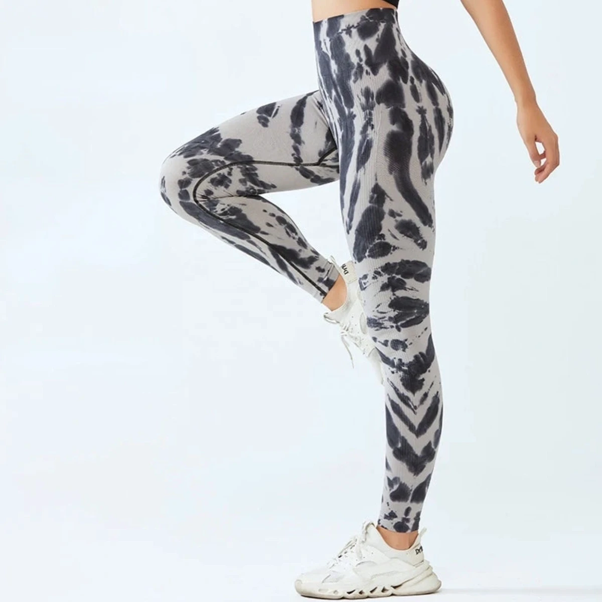 Women's High-Waisted Workout Leggings 4 Way Stretch Tie Dye Fitted Pants Tummy Control Plus Size Butt Lift Yoga Gym Wear Sets