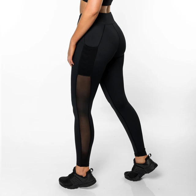 Women Sportswear High Waist Leggings Custom Compression Tights Mesh Panel Side Pockets Yoga Digital Sublimation Print Four-Way