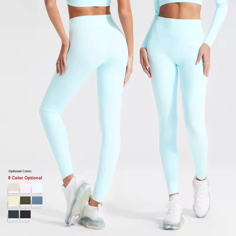 Custom Spandex/Nylon High Waist Yoga Pants Four-Way Stretch Breathable Quick Dry Seamless Tummy Control Hip-Lifting Ankle-Length