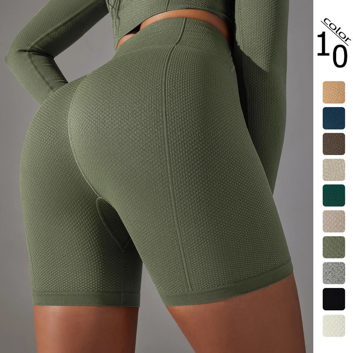 Solid Color High Waist Stretch Tight Yoga Shorts Sports Running Butt Yoga Gym Fitness Set Seamless Tights Leggings