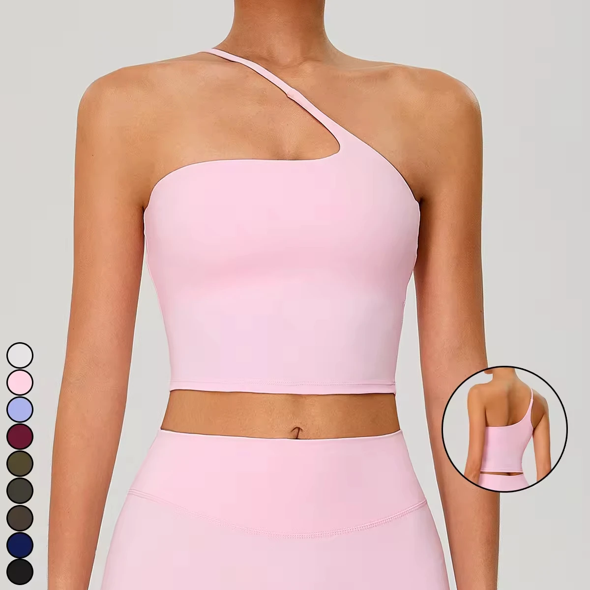 Whosale Women's Clothes Sportswear Gym Clothes Active Top Open Back Crop Top Y2k Sports Bra One Shoulder Yoga Vest For Women