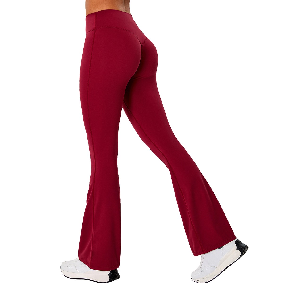 Women's High Waist Flared Yoga Pants Quick-Dry Bootcut Leggings Elastic Waist Solid Tummy Control Nylon/Spandex Four-Way Stretch