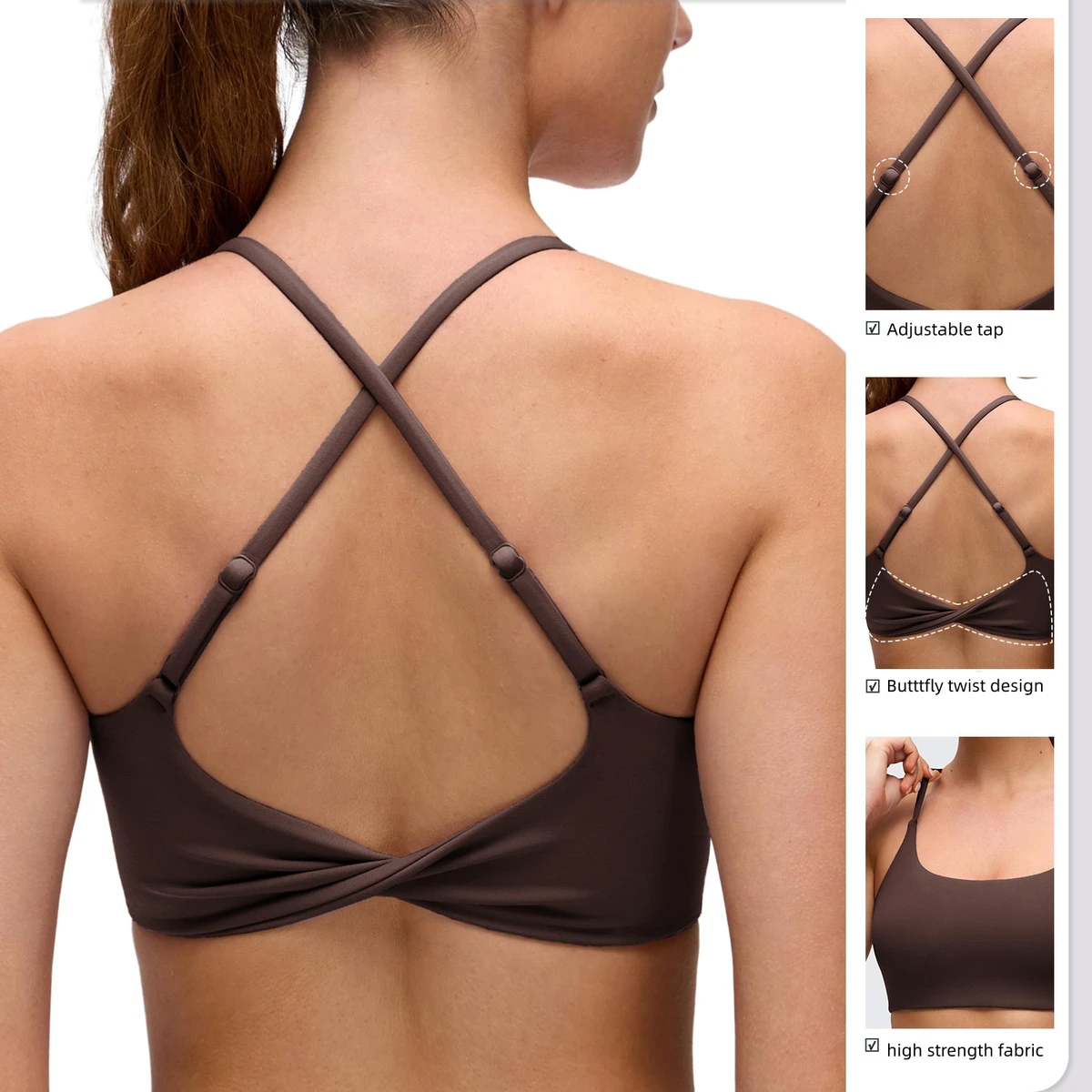 Butterluxe Lightweight High Support Racerback Sports Bra for Women-Breathable Spandex/Nylon Yoga Top with Adjustable Straps