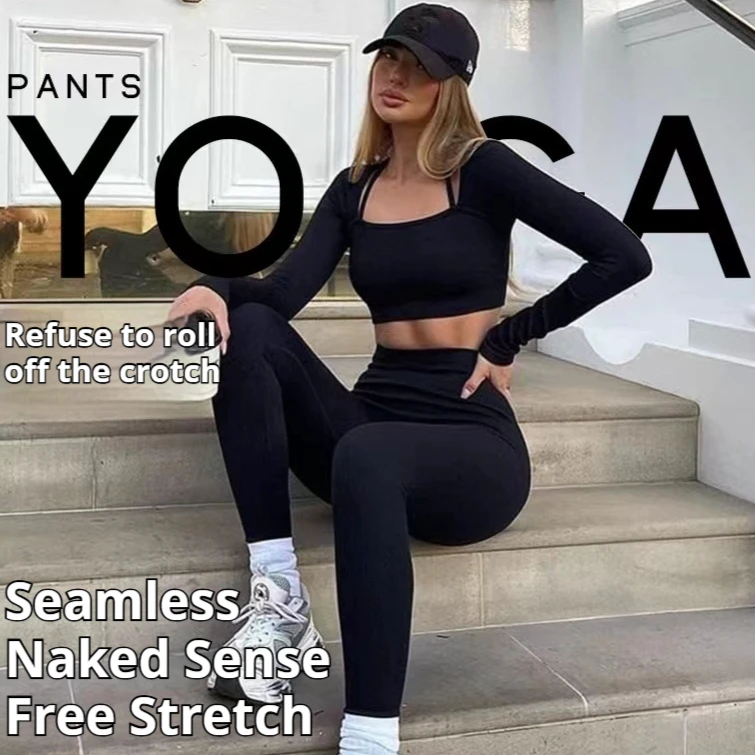 Tummy Slimming Seamless Gym Leggings Three-dimensional Women Yoga Pants Four-needle Six-thread Fitness Yoga Leggings