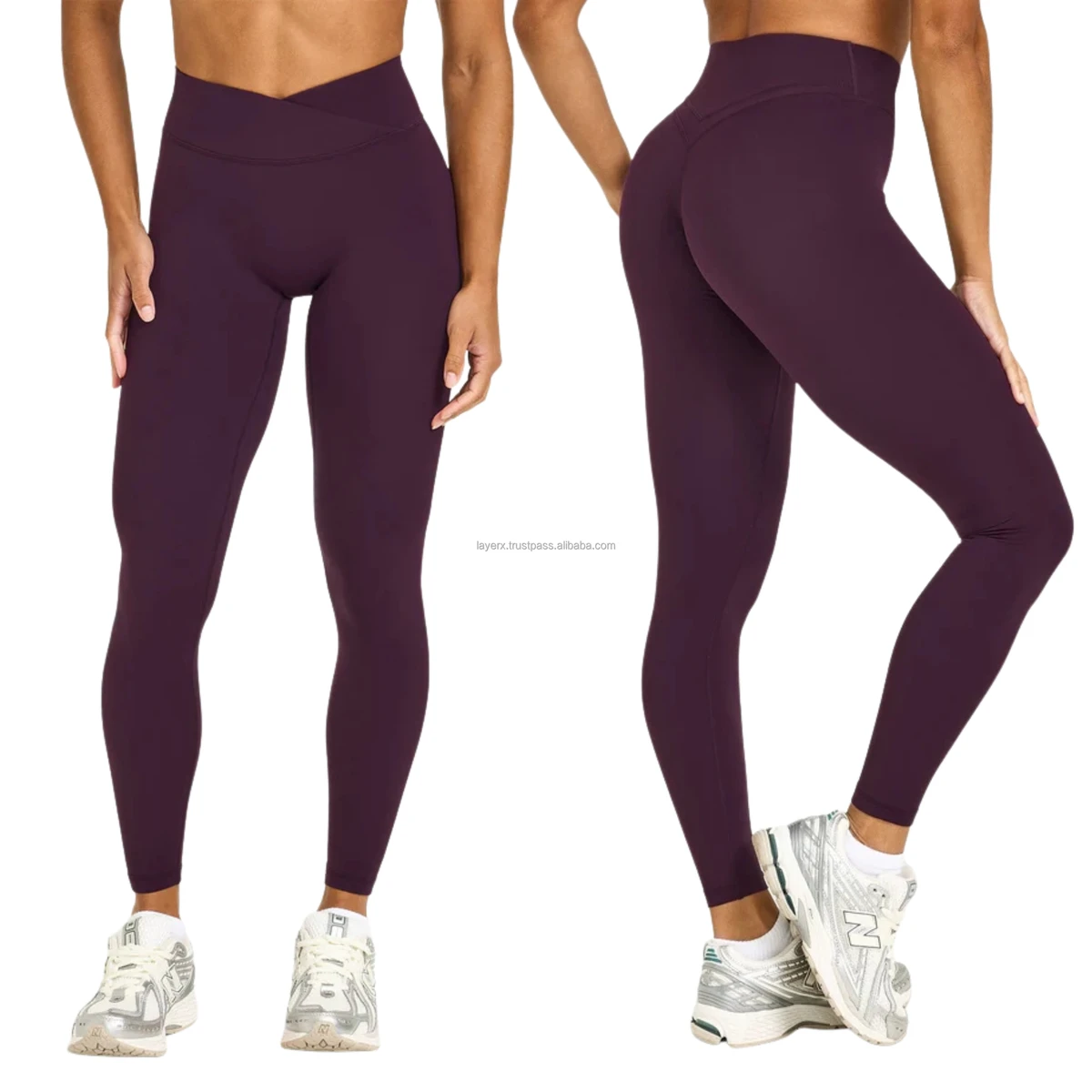 Hot New Women's No Front Seam Crossover Mid Rise Full Length Yoga Pants V Waist Naked Feel Butt Lift Gym Tights Sexy Activewear