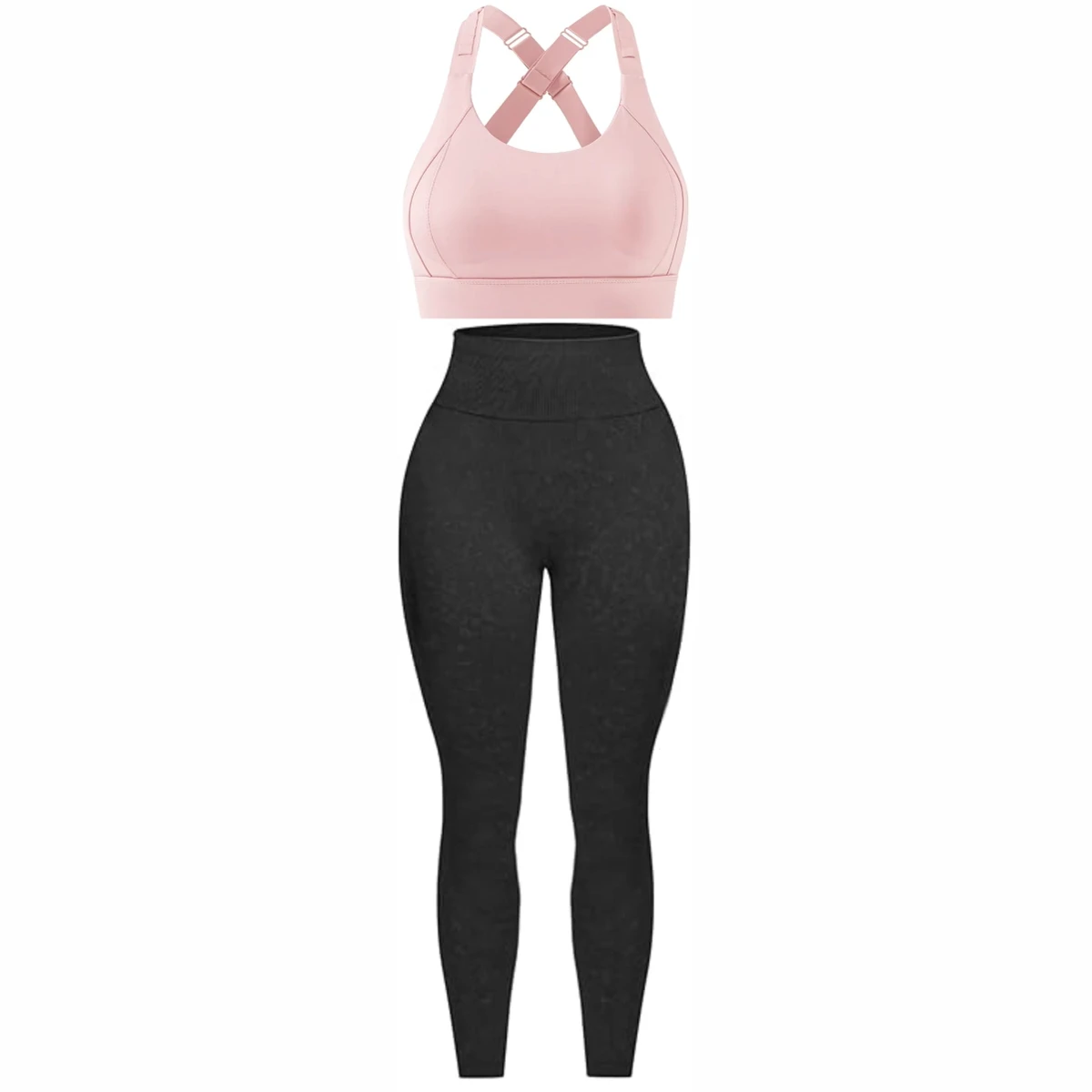 Unique Style Comfortable Breathable Eco-Friendly Quick Dry High Waist 2-Piece Women Yoga Set Light Weight Spandex/Cotton Front