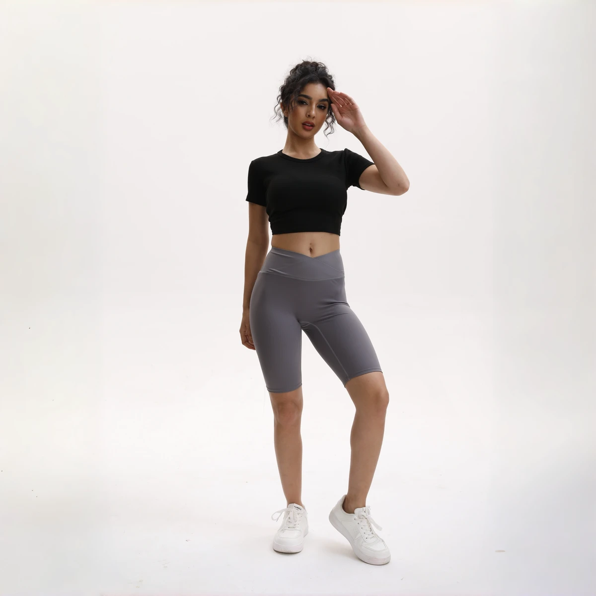 (Overseas Warehouse Shipping) 2026 New Arrival High Waist Tummy Control Hip Lifting Elastic Waist Short Yoga Shorts High Stretch