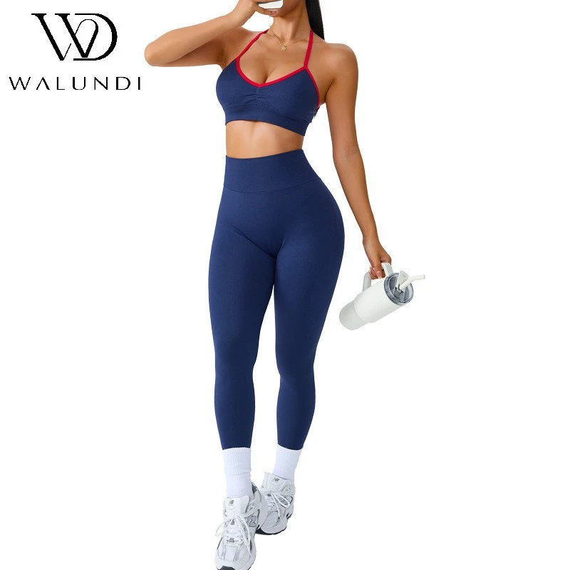 Yoga Set High Quality Spaghetti Strap Stretch Bra High Waist Hip Lift Pants Women's Gym Breathable Workout Yoga Set