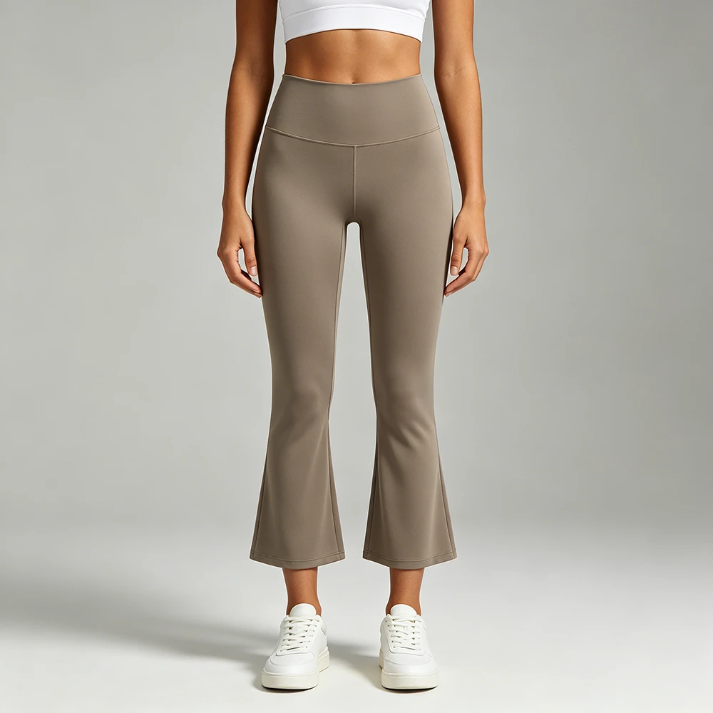Women High Waist Cropped Flare Yoga Pants Buttery Soft High Stretch Bootcut Workout Leggings for Gym Pilates Casual Daily Wear