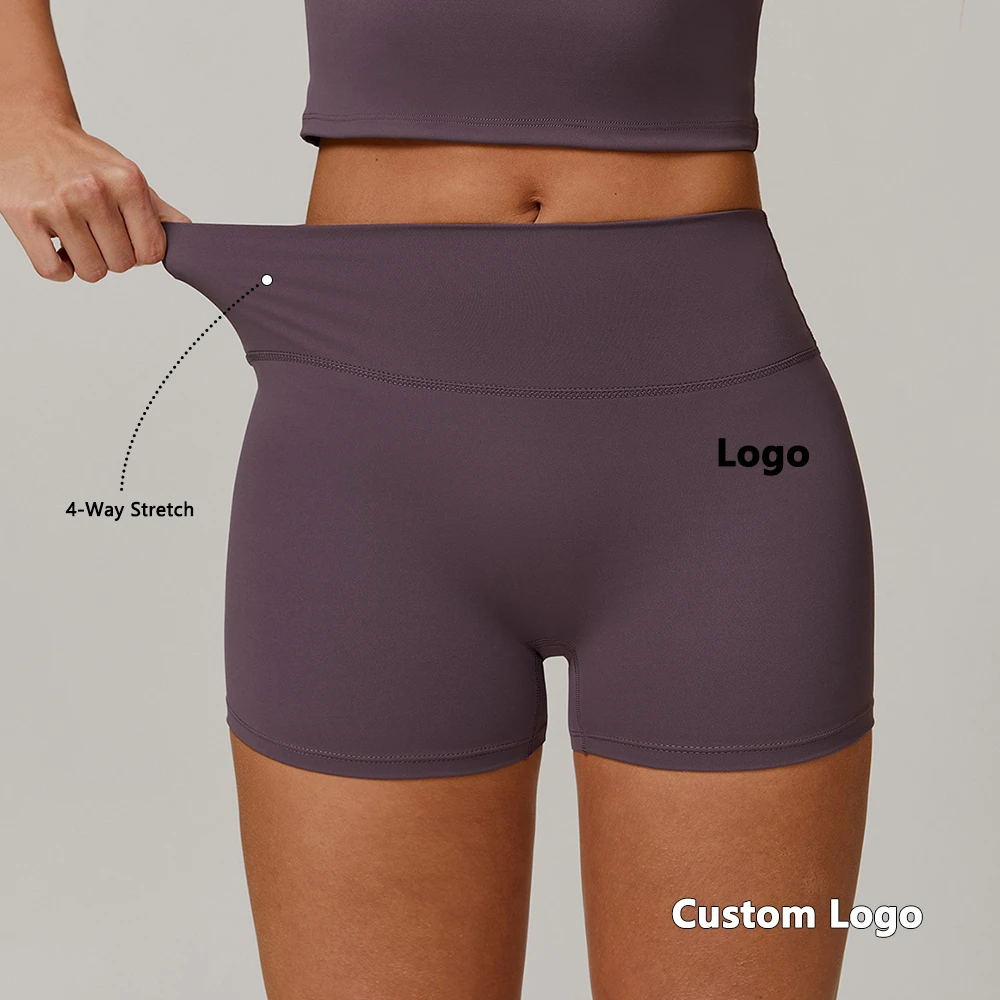 Factory Wholesale Yoga Tights Women Fitness Solid Color No Scrunch Butt High Waisted Pour Femmes Sport Yoga Short