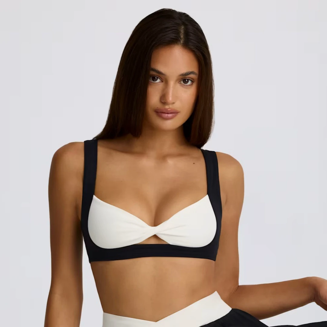 Contrast-Colored High Support Crisscross Straps Push-Up Shake-Proof Pullover Yoga Bra Backless Breathable Sweat-Wicking Fitness