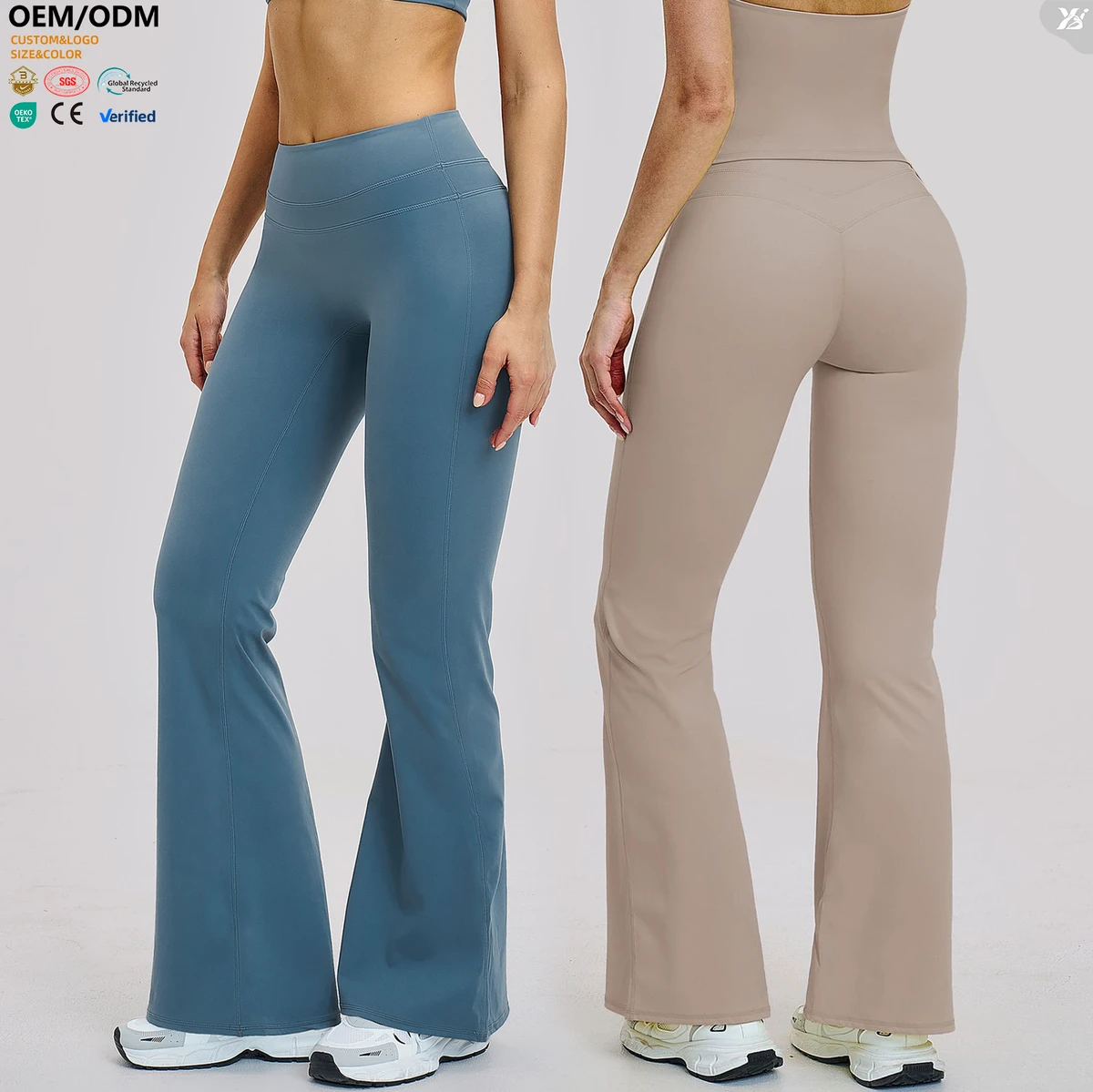 XW-ECK3109 Women High Waist Flare Yoga Pants Tummy Control Butt Lifting Shaping Compression Bell Bottom Workout Gym Leggings
