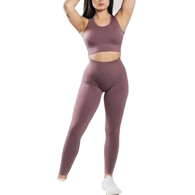 Women's Casual Yoga Fitness Quick Dry Breathable High Waist Seamless Knee-Length Leggings Set with Anti-Bacterial Spandex/Nylon