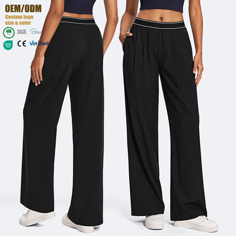 High Waist Outdoor Cool Fabric Sun Proof Sports Pants Quick Dry Casual Loose Wide Leg Straight Leg Yoga Pants Women