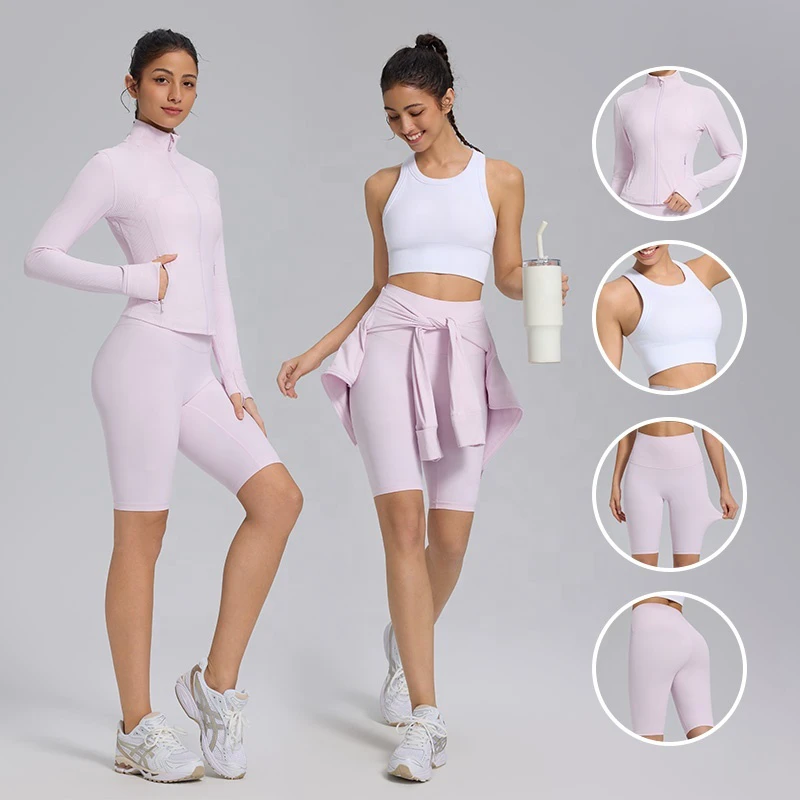 High Quality Sports Bra High Waist Leggings Suit Long Sleeve Workout Gym Wear Manufacturer Sportswear Women Fitness Yoga Set
