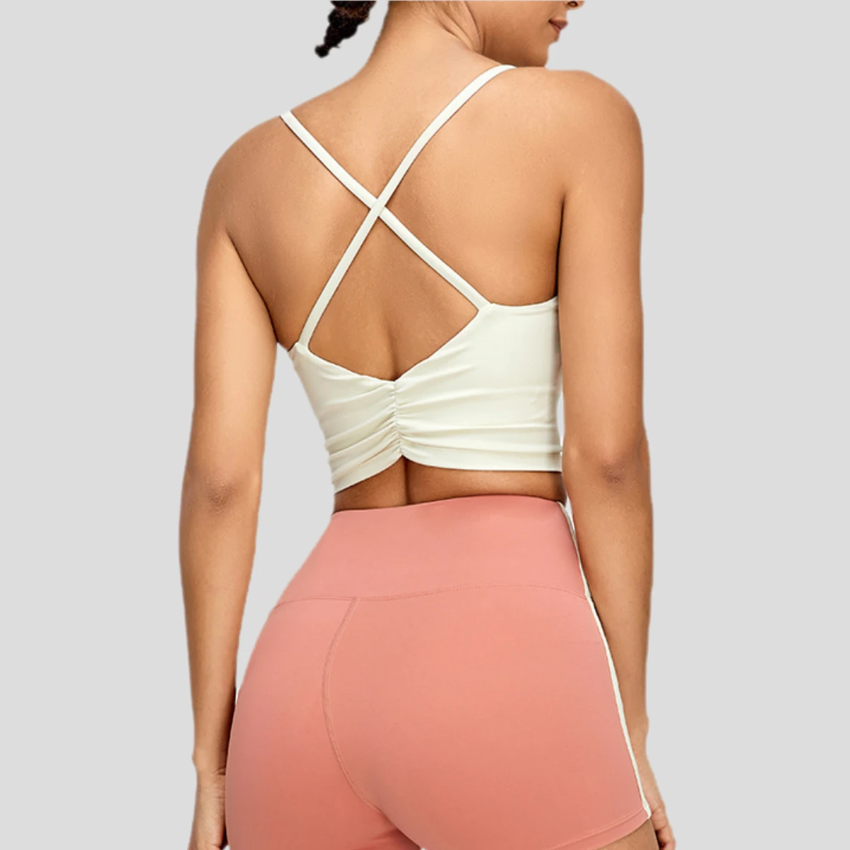 Thin Straps Cross Back Quick-Drying Yoga Sports Bra Outdoor Running Fitness Top with Removable Chest Pad female gym wear