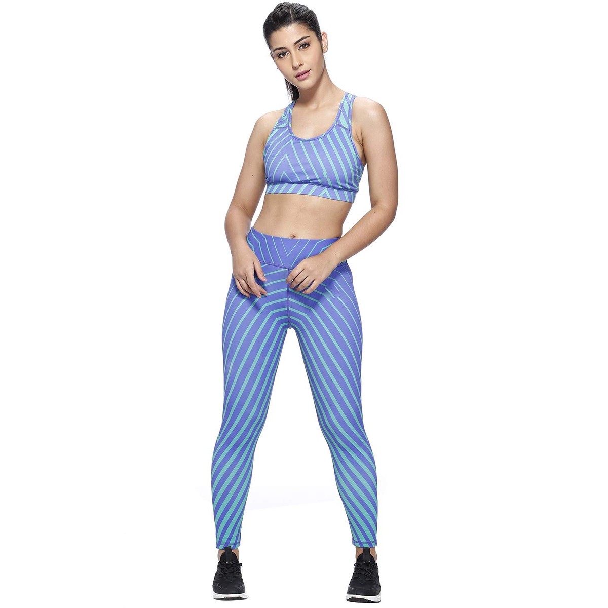Women Yoga Fitness Suit Mid Waist Legging 2-Piece Set Breathable Spandex/Polyester Gym Running Sports Bra with Custom Logo