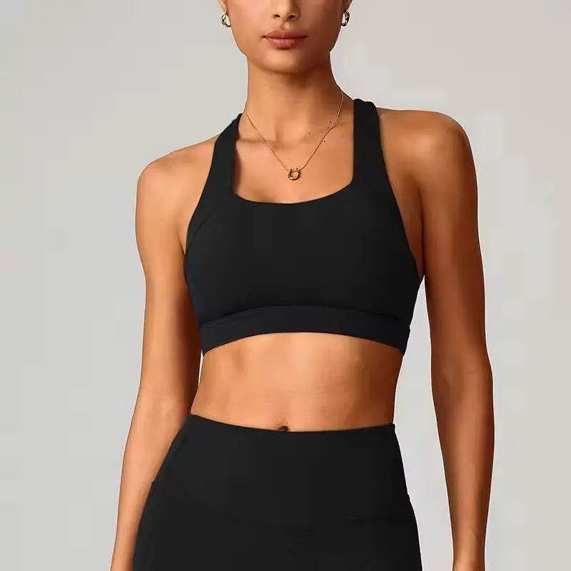 Wholesale Women Sports Bra High Support Sports Bra Comfortable Nude Sports Yoga Bra With Double Straps