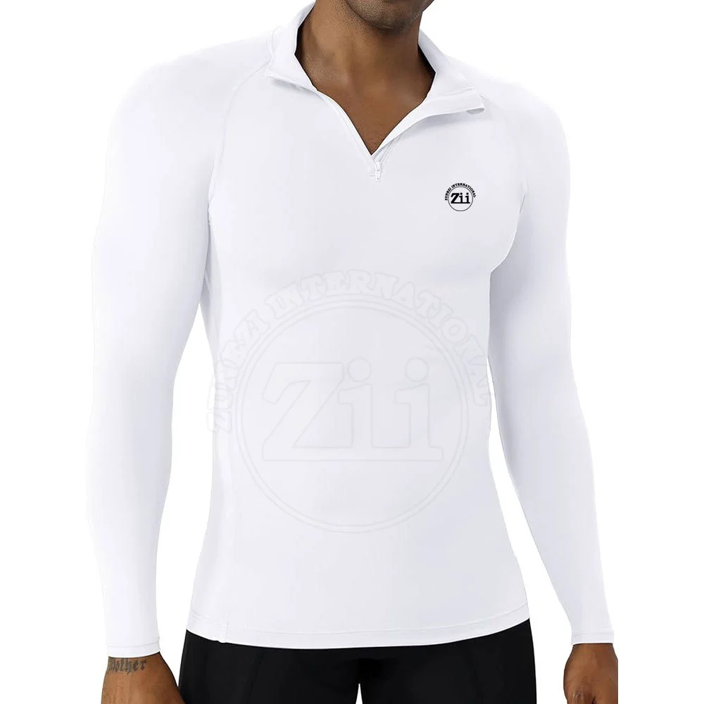 Plus Size Breathable Lightweight Men's Long Sleeve Fitted 1/4 Half Zipper Compression Shirts for Outdoor Fitness Wear
