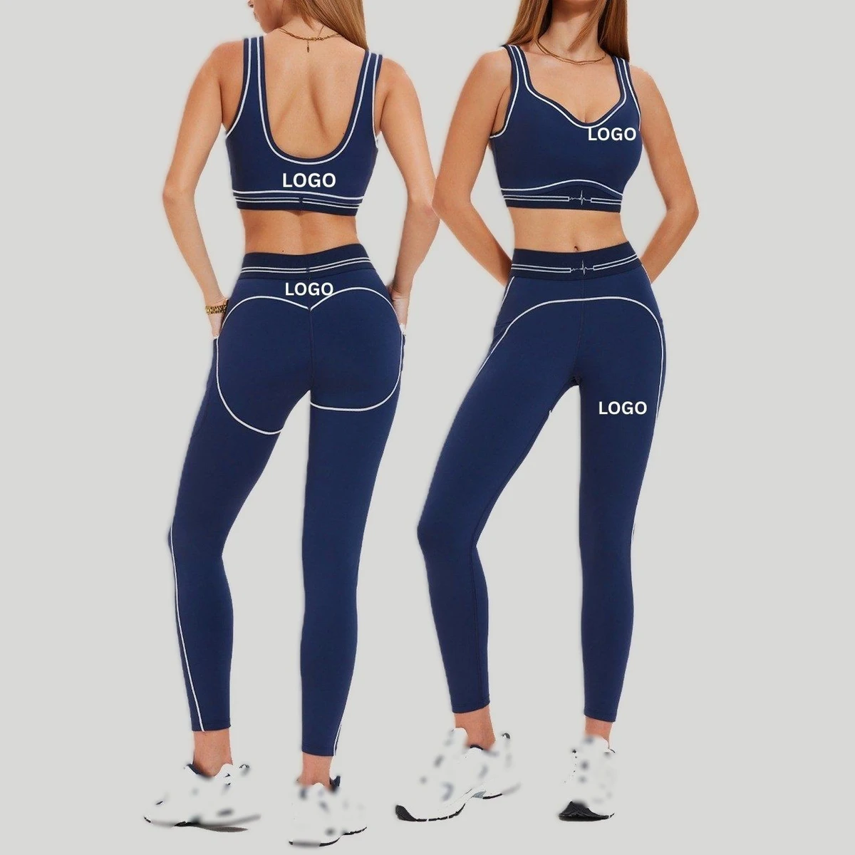 Women Two-Piece Fitness Set Shock-Proof Sports Bra & Quick-Drying Running Pants Slim Fit Yoga Outdoor Running Fitness Suit
