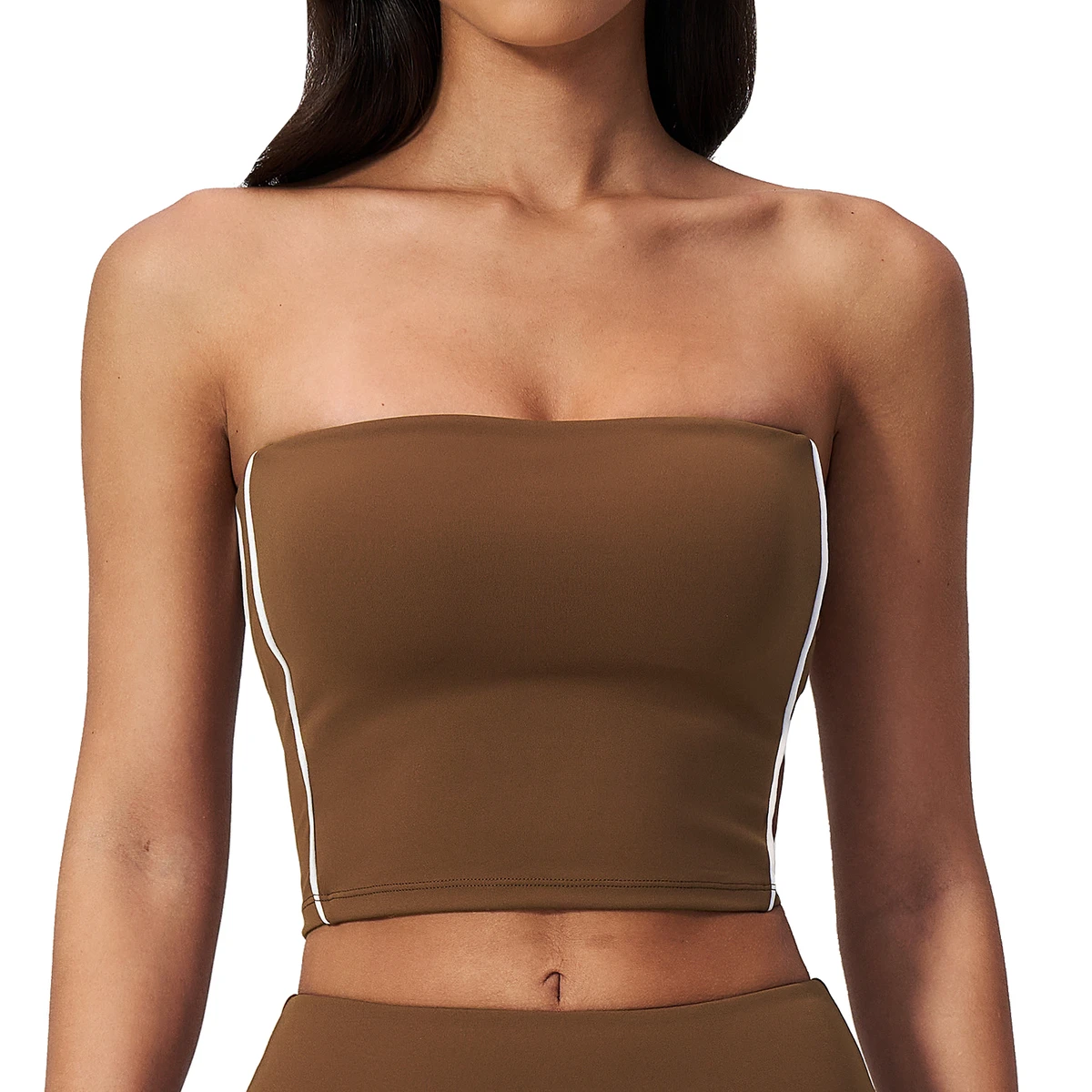 Strapless Solid Breathable Lightweight Sports Bra for Women Padded Yoga Gym Top Backless Fitness Vest
