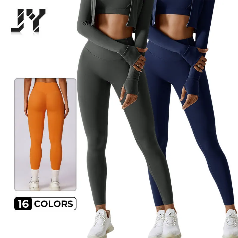 Joyyoung Training High Waist Leggings Spandex/Nylon Solid Four-Way Stretch Breathable Yoga Pants for Women Active Wear
